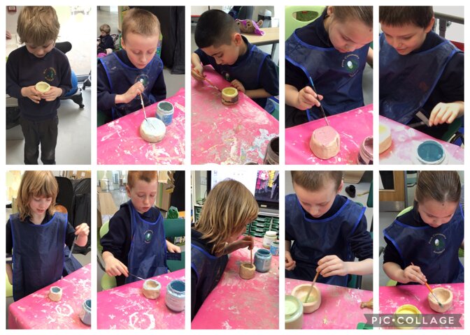 Image of Painting our clay pots!