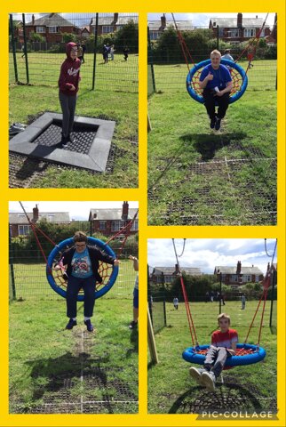 Image of 4M get to go on the swing and trampoline at playtime