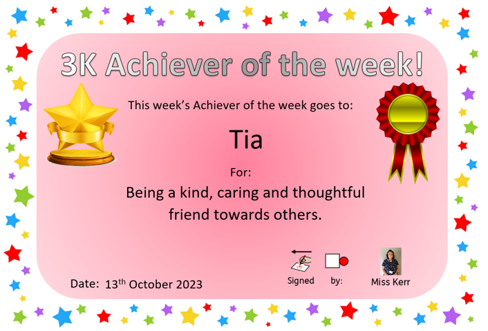 Image of 3K Achiever of the Week!