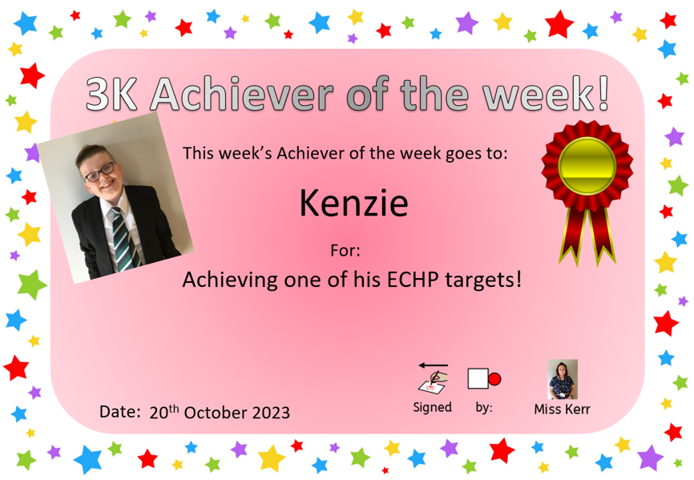 Image of Achiever of the week!!
