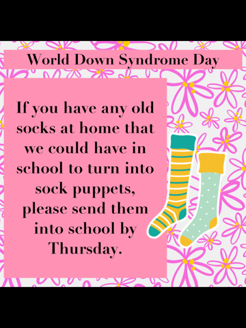 Image of World Down syndrome day - sock puppets