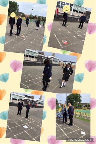 Image of Outside Learning in Maths doing precision and direction with Miss Thompson 
