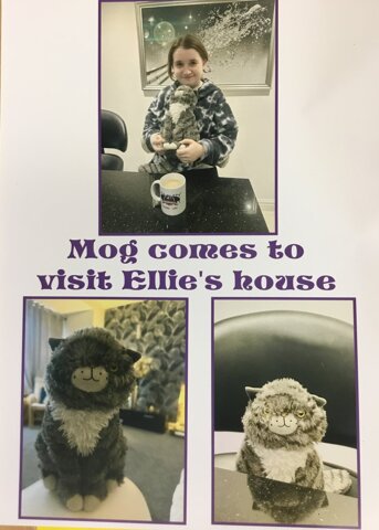 Image of Mog comes to visit Ellie at her house!
