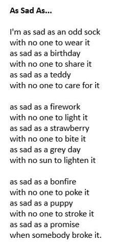 Image of 'As sad as' poetry homework