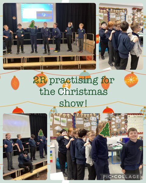 Image of 2R practicing for the Christmas show!
